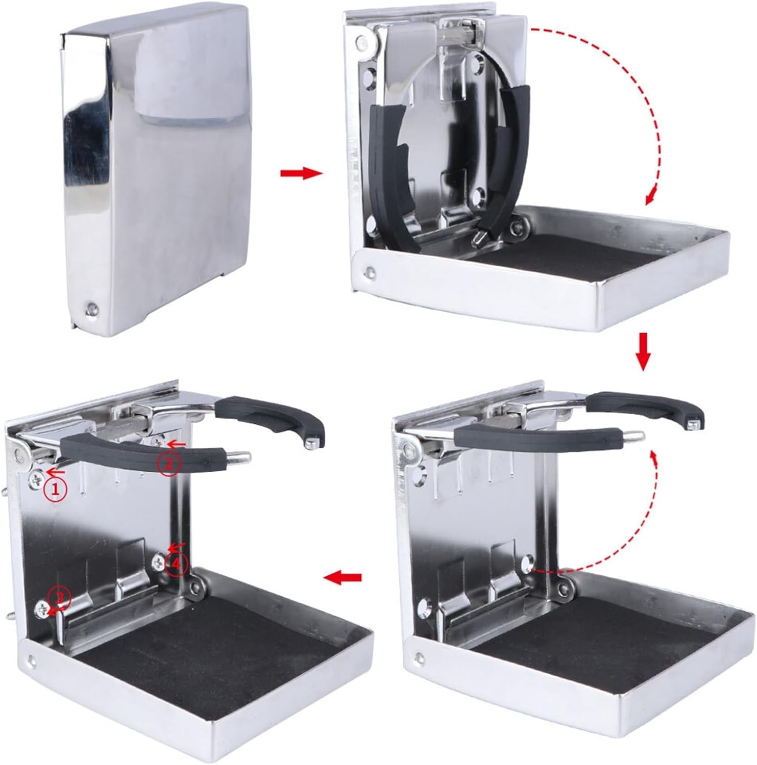 2X Boat Accessories Marine Stainless Steel Folding Cup Drink Holder for Marine Yacht Truck RV - Image 3