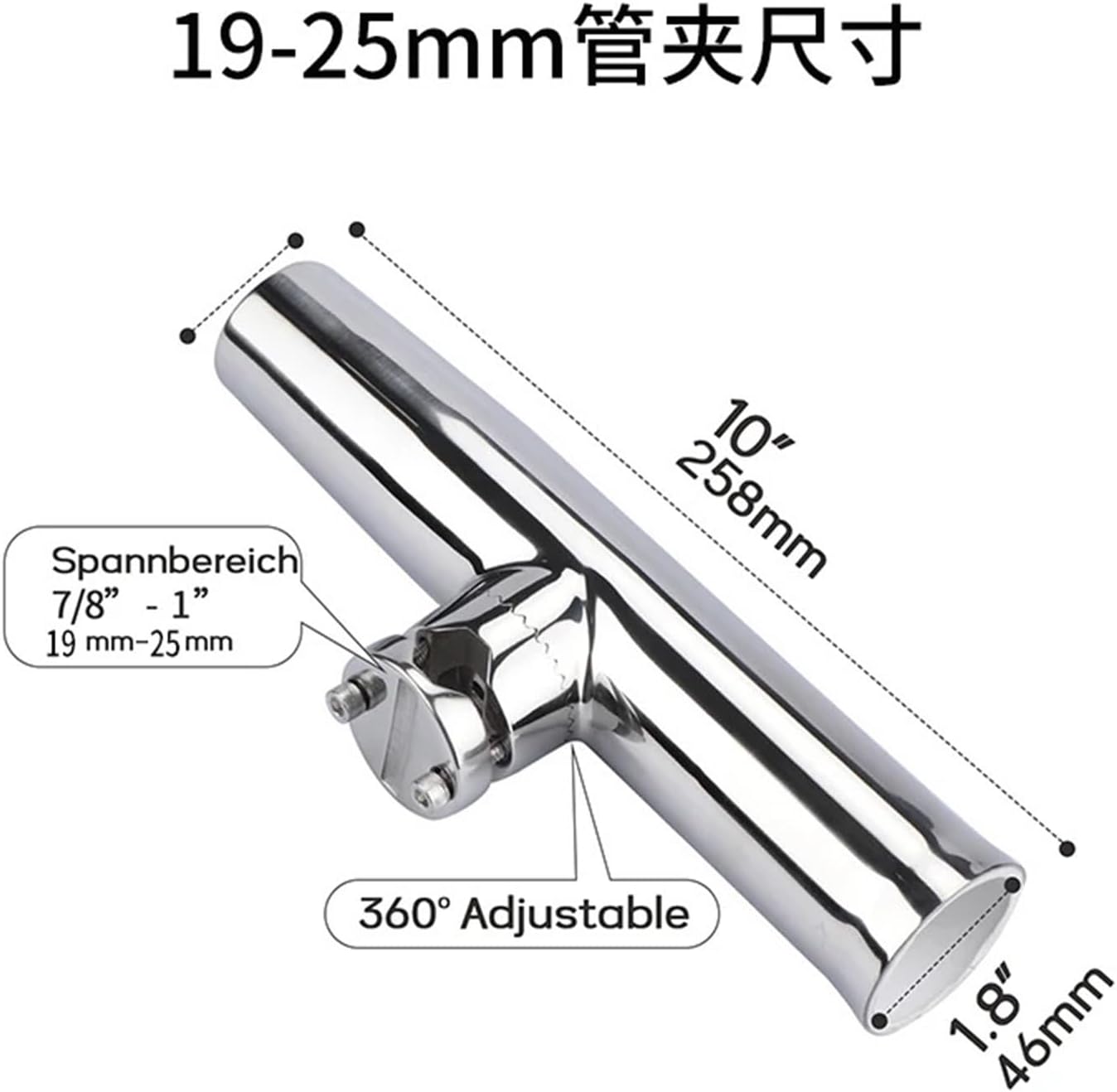 Boat Accessories Fishing Rod Holder Clamp Side Mount 7/8"-1" Rail Marine Boat Stainless Steel Rod Pole Bracket Tool - Image 2