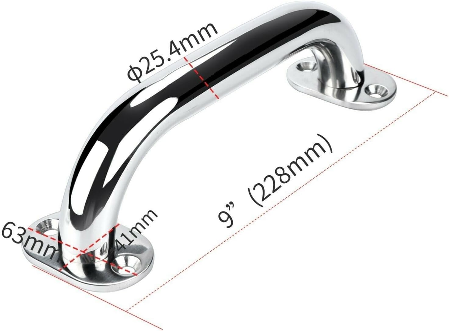Boat Accessories Marine 2 Pieces Stainless Steel 9'' Boat Polished Grab Handle Handrail for Door/Bath/Boat - Image 2