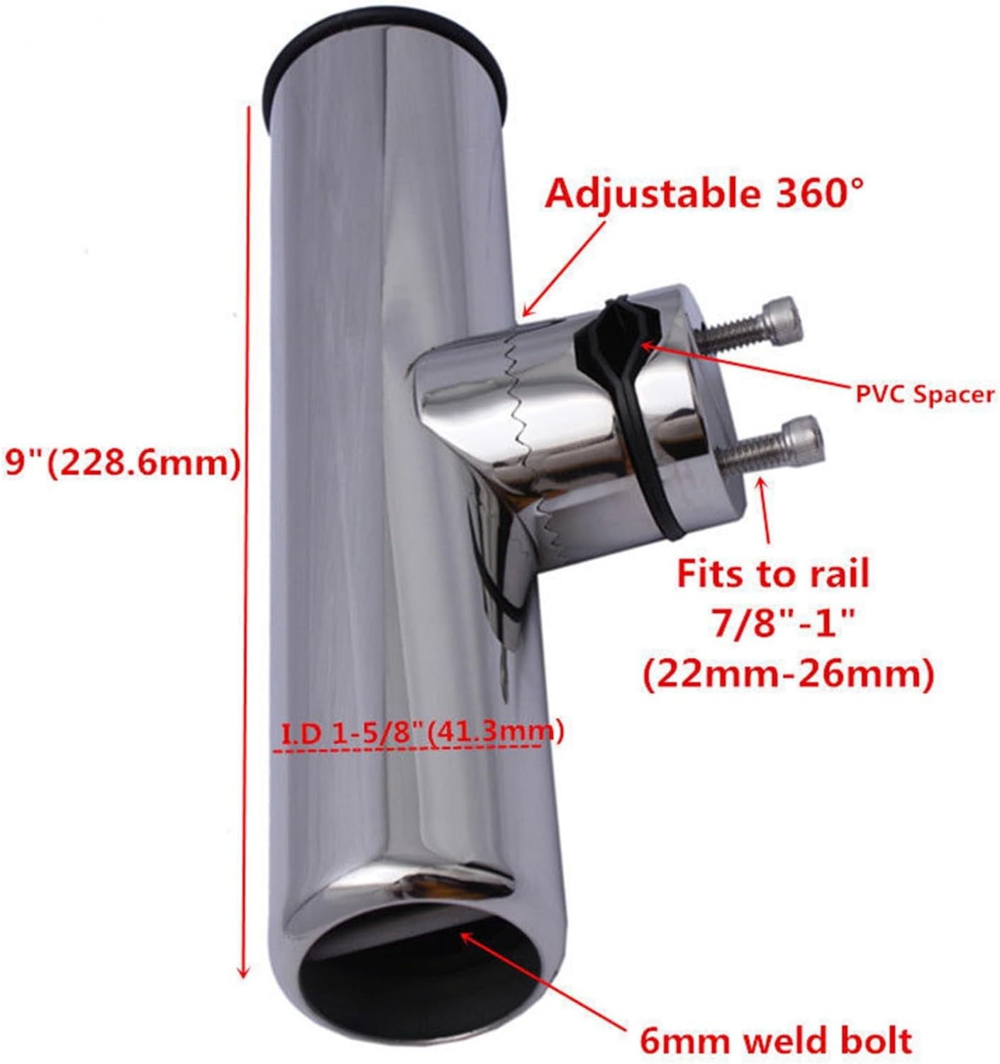 Boat Accessories Marine Fishing Tools 2Pcs Boat Stainless Steel Fishing Rod Holder Clamp-on with Wrench and Gasket - Image 2