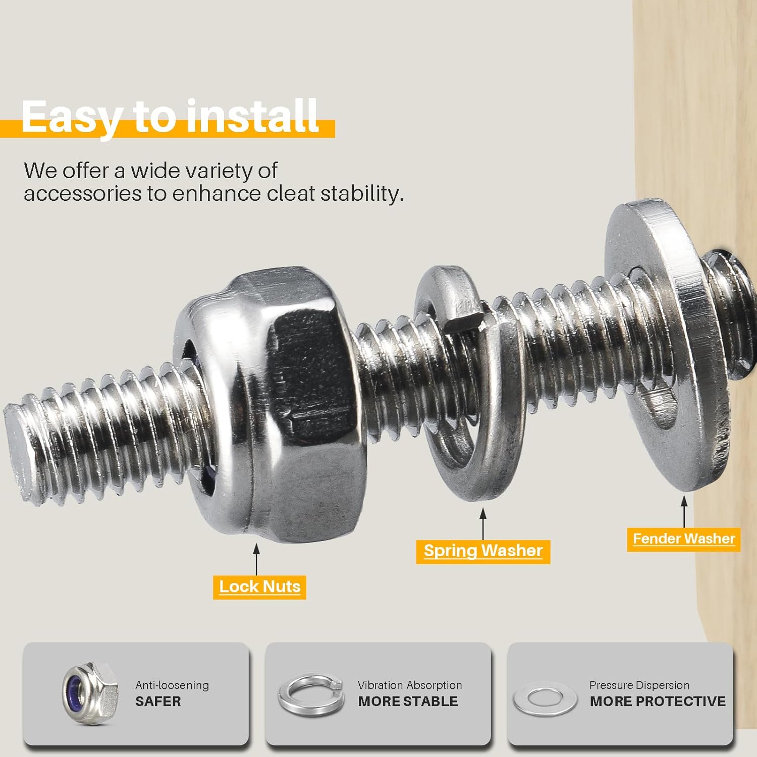 Boat Cleats 6 Inch, Marine Grade 316 Stainless Steel Boat Mooring Cleat Pack of 4, Installation Accessories Included - Image 8