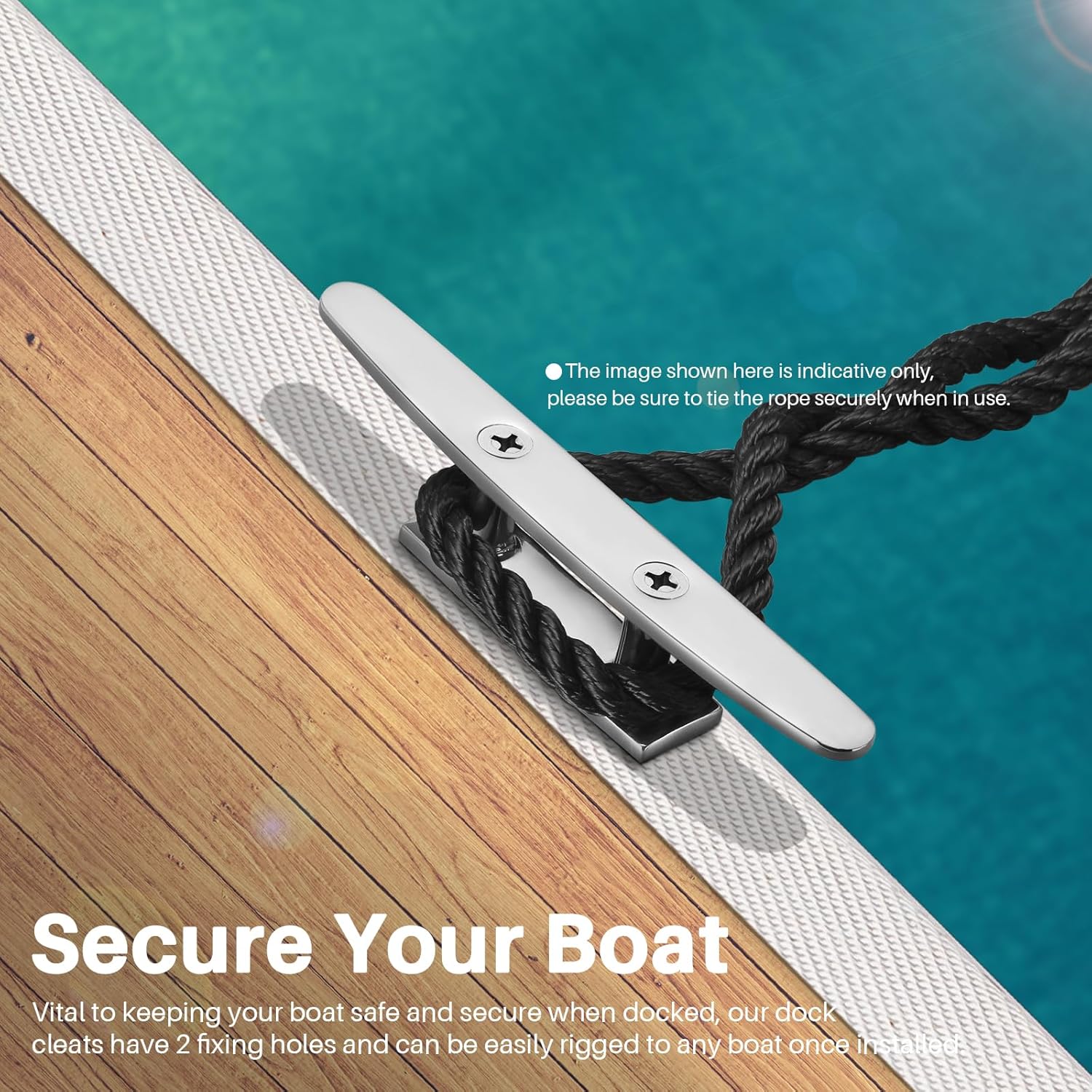 Boat Cleats 6 Inch, Marine Grade 316 Stainless Steel Boat Mooring Cleat Pack of 4, Installation Accessories Included - Image 4