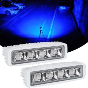 EXZEIT Waterproof Led Boat Lights, Blue Light,2 pc 72W Deck\/Dock Marine Lights 4000 LMS 120°Flood Light, 6.3 inch, 12\/24 V Led Light Bar (blue light)