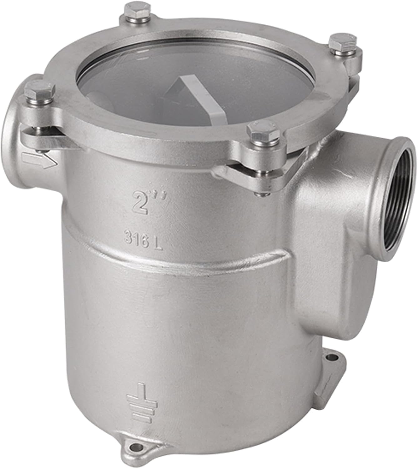 FOTN 2 inch 316 Stainless Steel Seawater Filter Marine,2” Seawater Strainer Marine Hardware Water Strainer for Boat Yacht Ship Hardware Accessories, silver