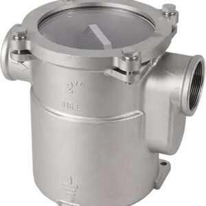 FOTN Marine Seawater Strainer，316 Stainless Steel Sea Water Strainer Seawater Filter for Boat Yacht Ship Hardware Accessories, Silver