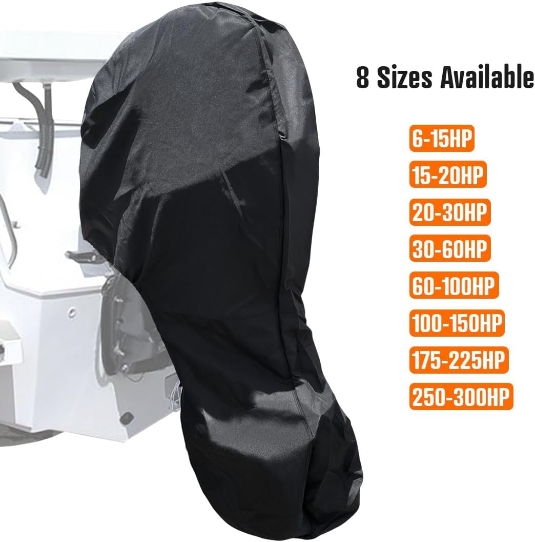 iCOVER Outboard Motor Covers, Trailerable Full Boat Engine Cover Waterproof Heavy Duty Oxford Fabric with Zipper, Fits 30-60HP Motors - Image 5