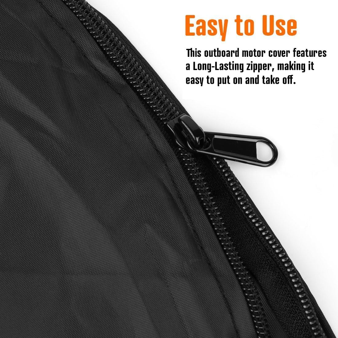 iCOVER Outboard Motor Covers, Trailerable Full Boat Engine Cover Waterproof Heavy Duty Oxford Fabric with Zipper, Fits 30-60HP Motors - Image 3