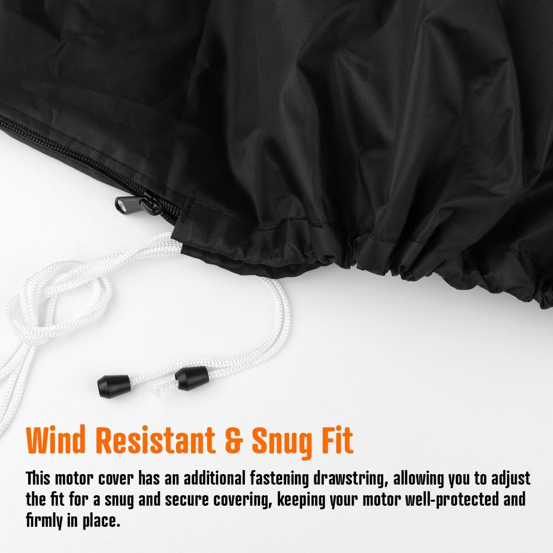 iCOVER Outboard Motor Covers, Trailerable Full Boat Engine Cover Waterproof Heavy Duty Oxford Fabric with Zipper, Fits 30-60HP Motors - Image 4