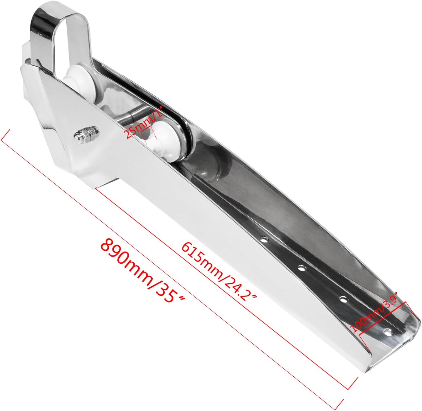 ISURE MARINE AISI 316 Stainless Steel Hinged Self-Launching Bow Anchor Roller Boat Anchor Bracket with pivoting Dual-Roller 35'' for Marine Yacht Docking Accessories - Image 2