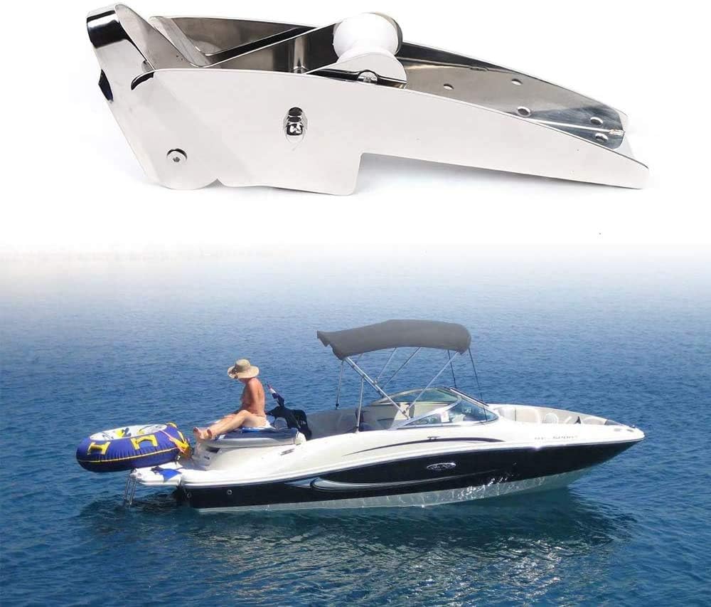 ISURE MARINE AISI 316 Stainless Steel Hinged Self-Launching Bow Anchor Roller with pivoting Dual-Roller 23'' for Marine Yacht Docking Accessories - Image 6