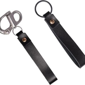 Luxzio Quick Release Clip Shackle for SCBA Mask - Firefighter Accessories Tools with Leather Handle, Marine Grade 316 Stainless Steel Snap Shackle for Rigging, Sailing, Boat & Emergency Lanyards