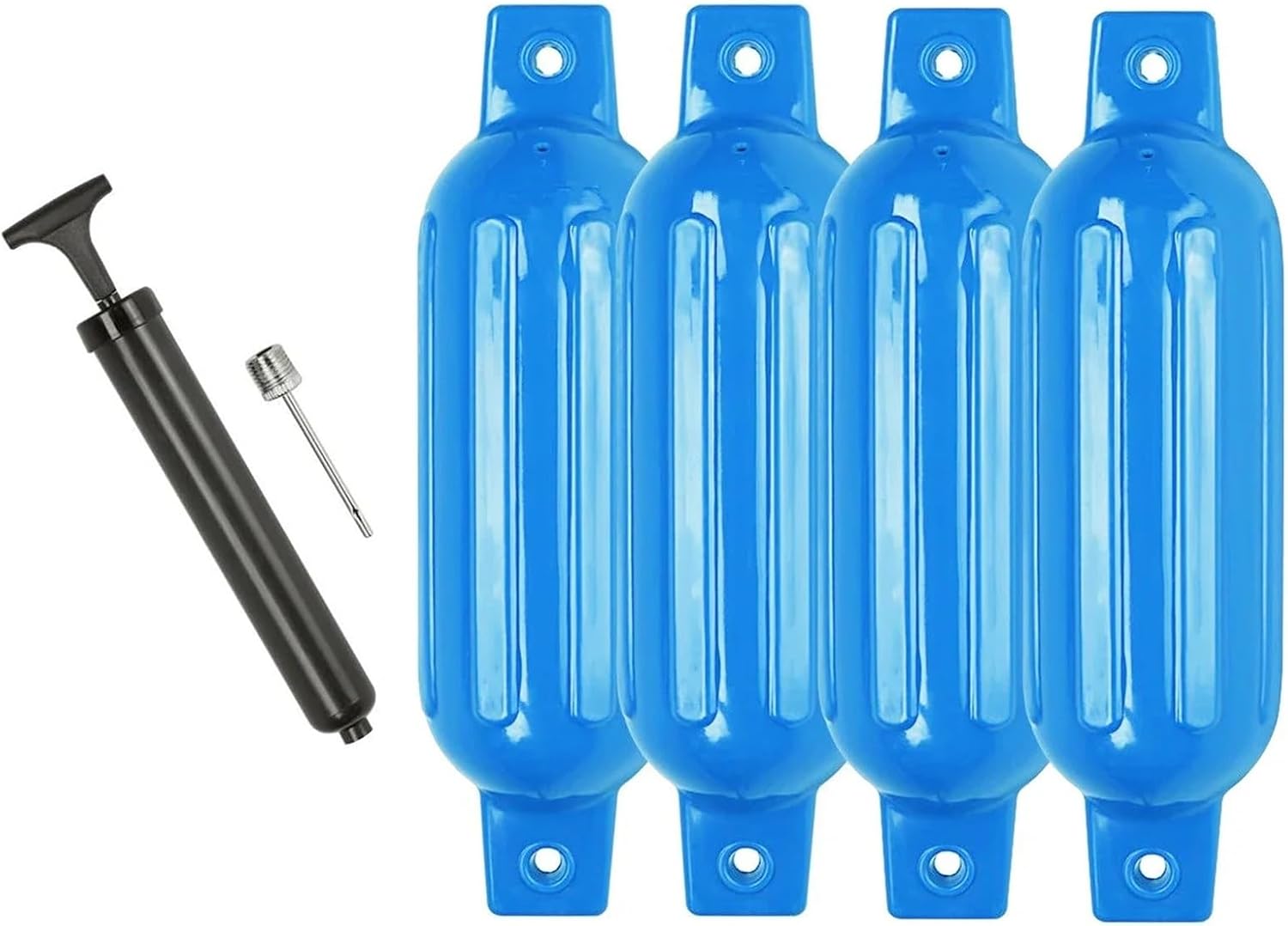 Marine Accessories 4 Ribbed Boat fenders 8.5" X 27" Blue Vinyl Marine Bumper Inflatable Dock Shield