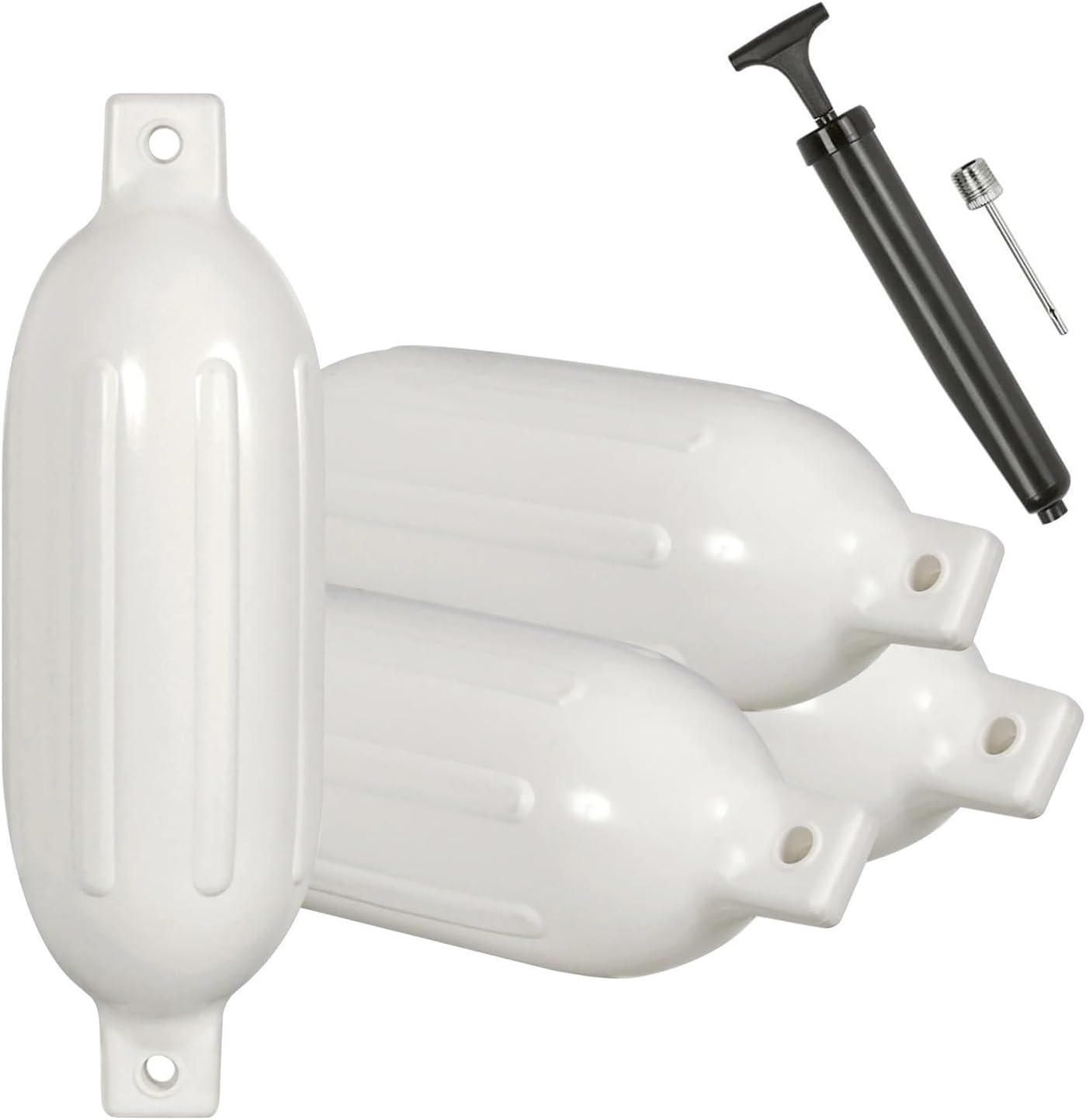 Marine Accessories 4PCS Boat fenders 8.5" * 27" White Vinyl Marine Ribbed Bumper Inflatable Dock Shield - Image 2