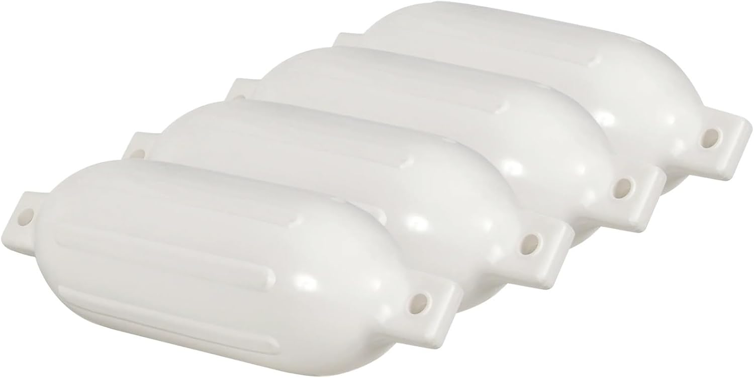 Marine Accessories 4PCS Ribbed Boat fenders Vinyl Inflatable Bumper Marine Dock Shield Protection White 5.5" X 20" - Image 4