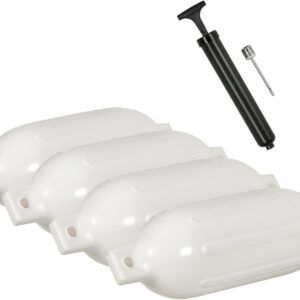 Marine Accessories Inflatable Vinyl Boat fenders 6.5" X 23" Twin Eye Ribbed White 4PCS