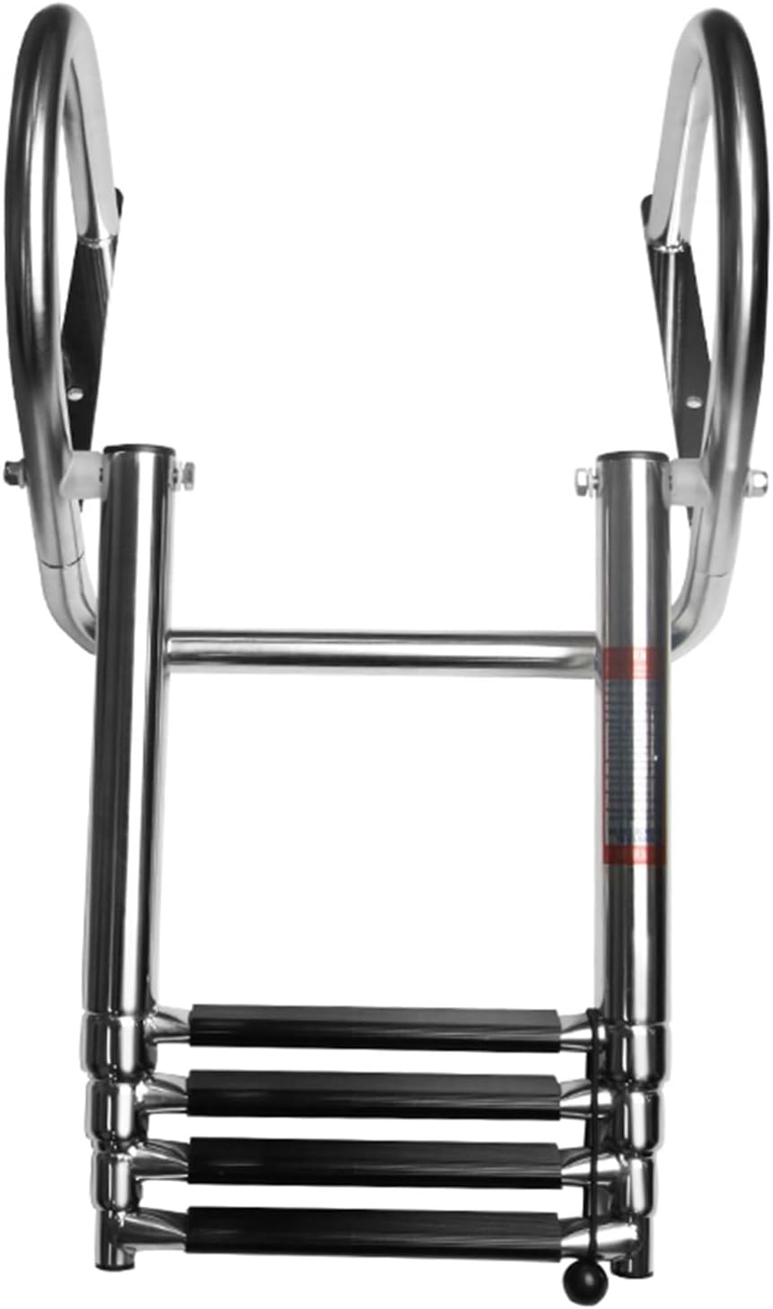 Marine Hardware 4 Step Boat Accessories Stainless Boat Boarding Telescoping Ladder Sliding Folding Swimming Launching Ladder with Handrail - Image 5