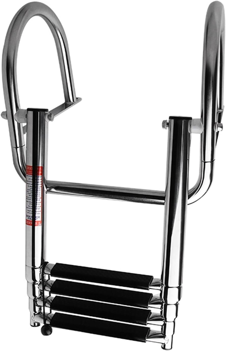 Marine Hardware 4 Step Boat Accessories Stainless Boat Boarding Telescoping Ladder Sliding Folding Swimming Launching Ladder with Handrail - Image 3