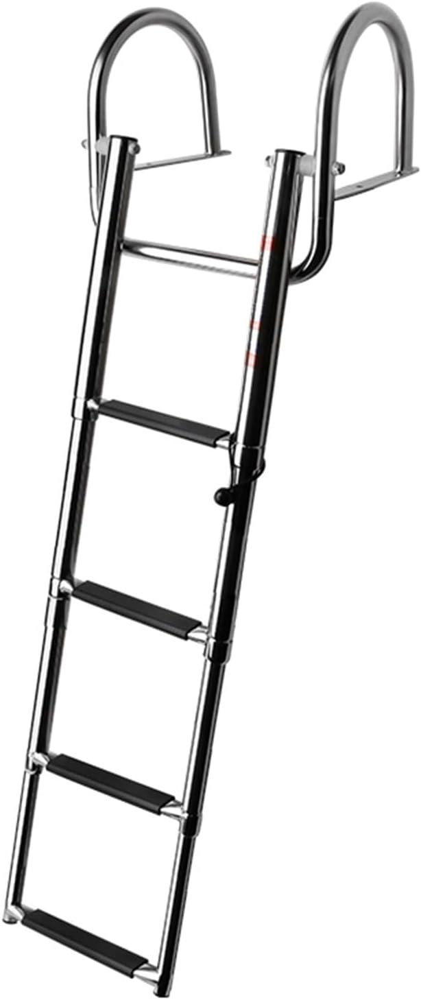 Marine Hardware 4 Step Boat Accessories Stainless Boat Boarding Telescoping Ladder Sliding Folding Swimming Launching Ladder with Handrail