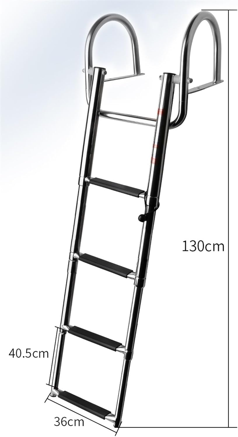 Marine Hardware 4 Step Boat Accessories Stainless Boat Boarding Telescoping Ladder Sliding Folding Swimming Launching Ladder with Handrail - Image 2