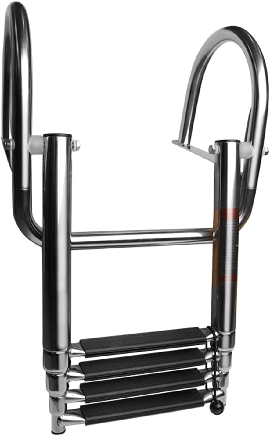 Marine Hardware 4 Step Boat Accessories Stainless Boat Boarding Telescoping Ladder Sliding Folding Swimming Launching Ladder with Handrail - Image 7