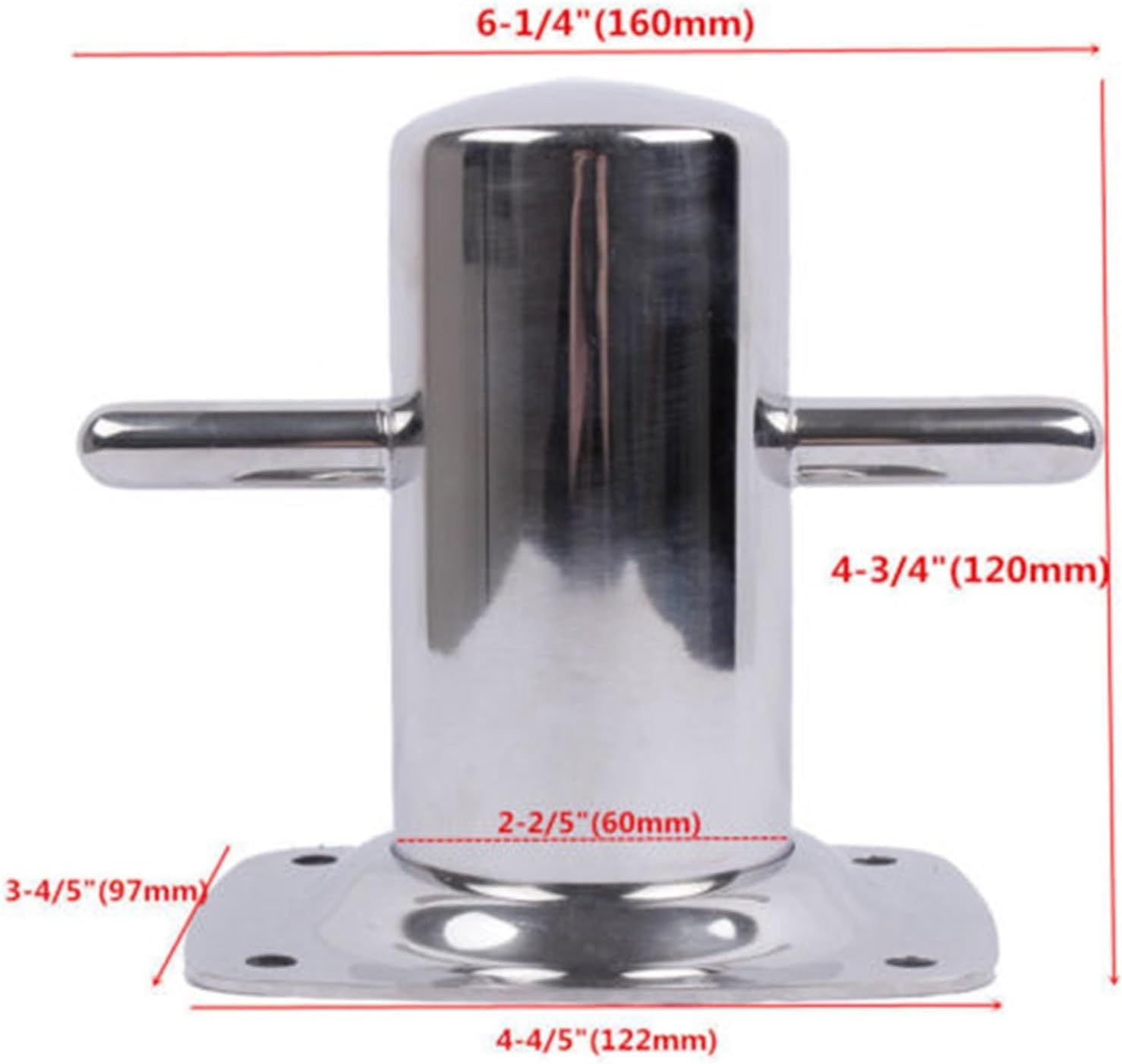 Marine Hardware Boat Accessories 316 Stainless Steel 6" Single Cross Bollard with Baseplate Mooring Cleat Marine - Image 2