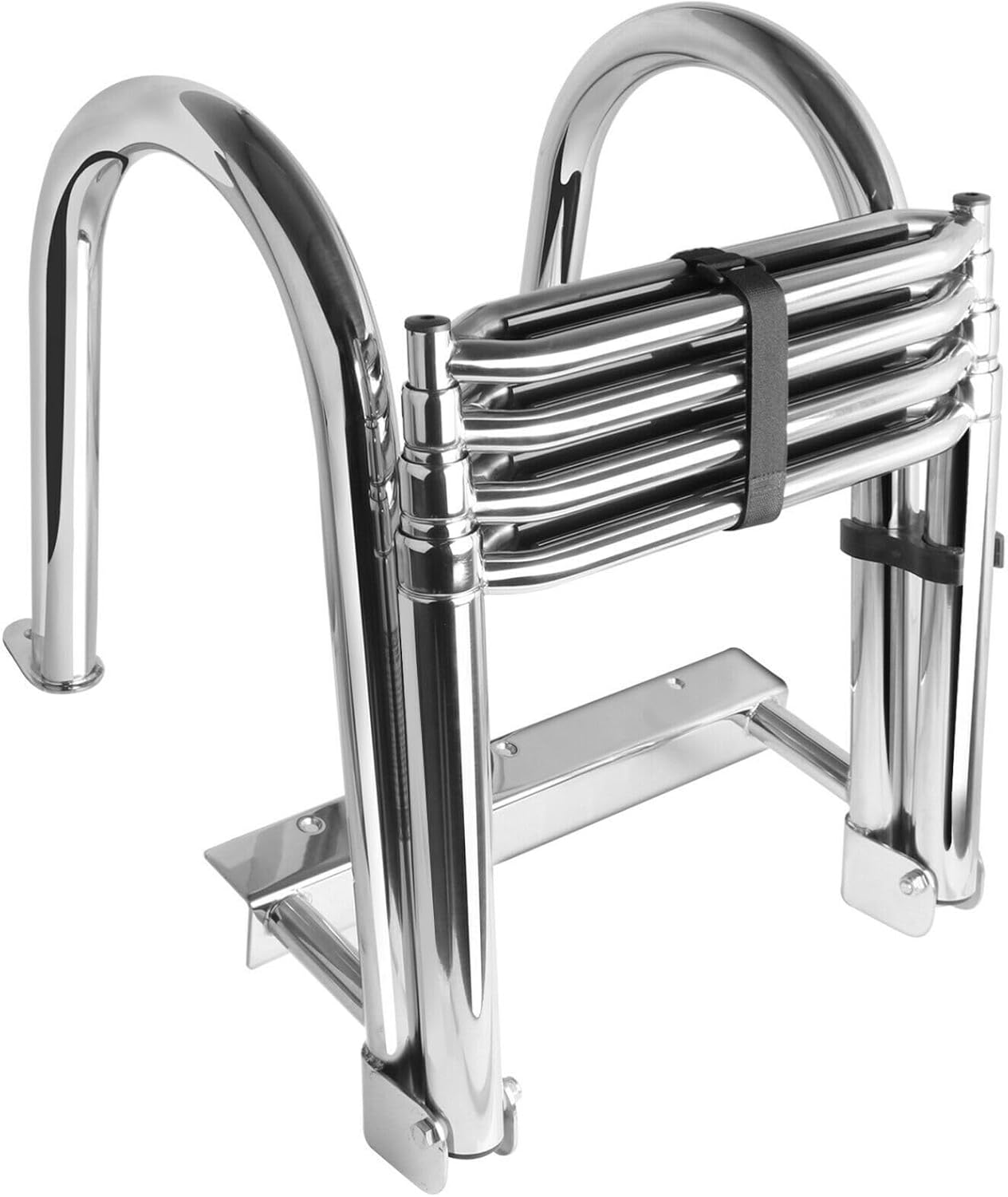 Marine Hardware Boat Accessories Marine 4 Step Folding Telescoping Boat Ladder Stainless Steel Inboard Rail Dock Heavy Duty Siwmming Ladder
