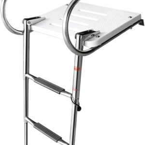 Marine Hardware Boat Accessories Marine S.S Boarding Stainless Steel Polished Ladder with ABS Swim Platform Dual Handrails(3 Step)