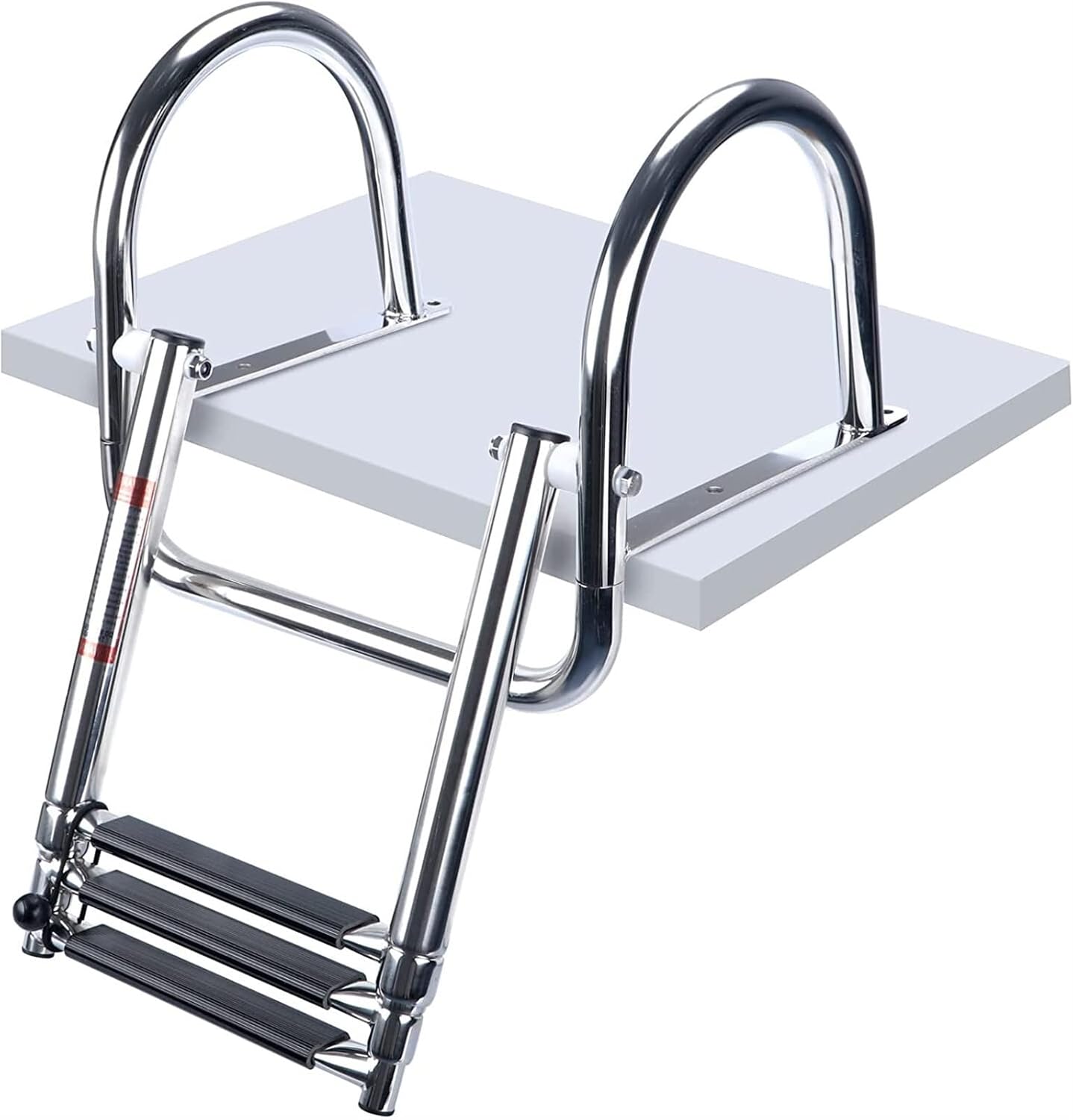 Marine Hardware Boat Accessories Stainless Steel Boat Boarding Telescoping Ladder Sliding Folding Swimming Launching Ladder with handrail(4 Step) - Image 3