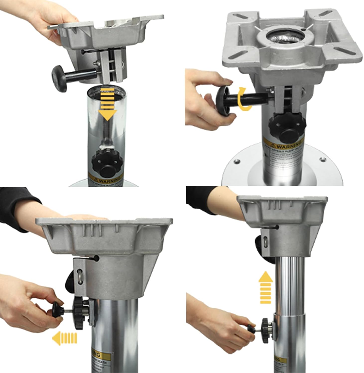 ONHI Adjustable Aluminum Boat Seat Pedestal 13-19 Inch Height, Locking Design, Silver Polished, for Fishing Boats and Marine Vessels - Image 3