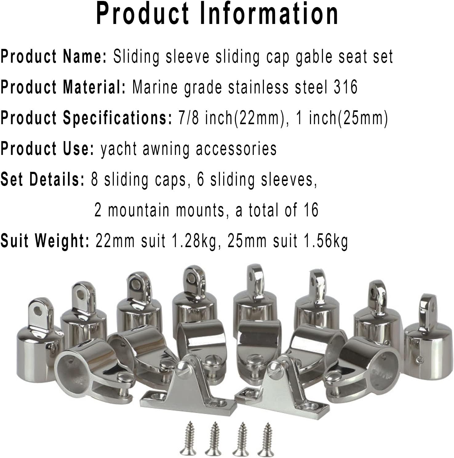 PHASFBJ 16-Pack 316 Stainless Steel Marine Hardware Mounting Kit, Boat Roof Mounting Accessories, Includes 3 Accessories, Fits Most Boats, Speedboats, Yachts - Image 4
