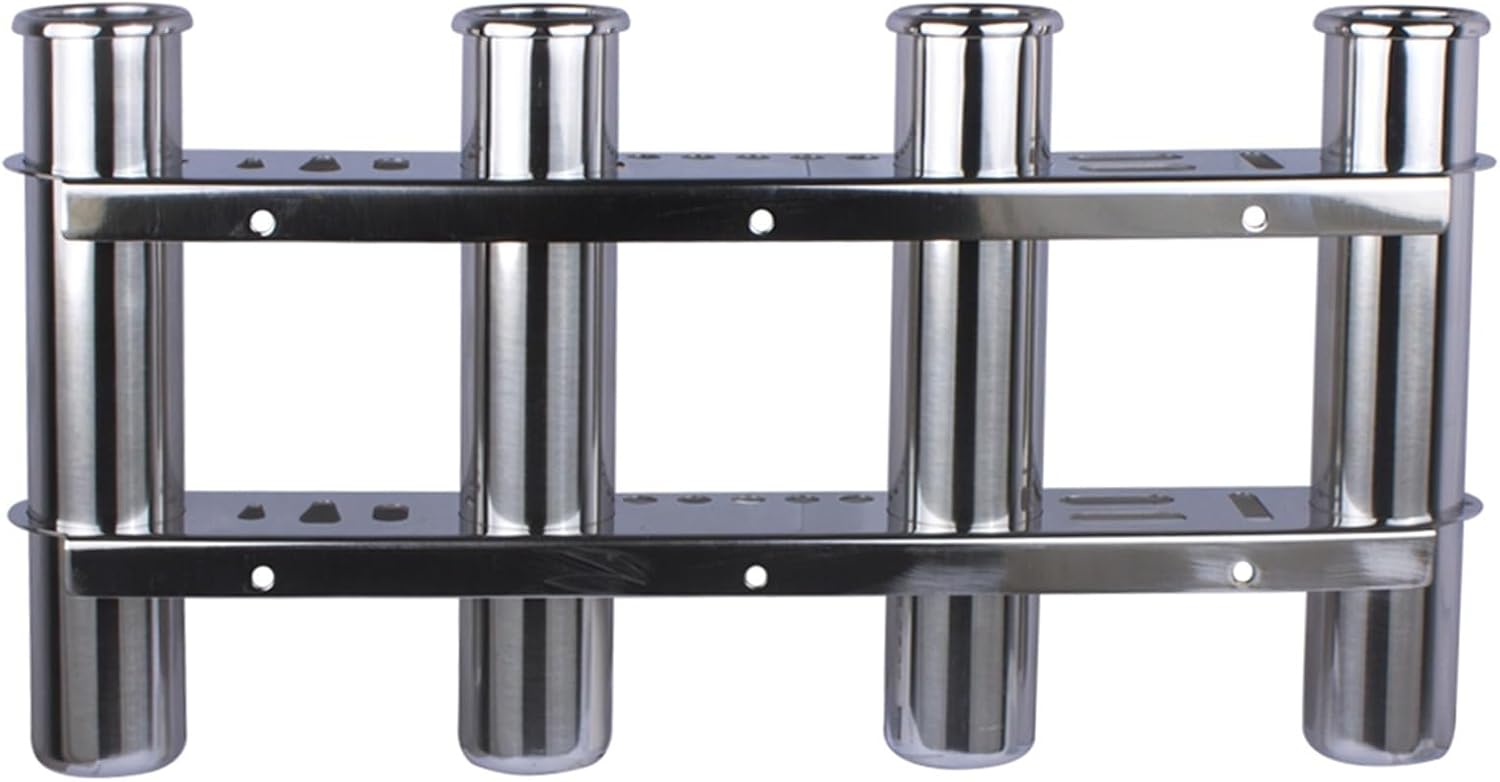 Quaingfair Boat Accessories Marine Stainless Steel 4 Tube Fishing Rod Storage Holder Rack & Boat Organiser