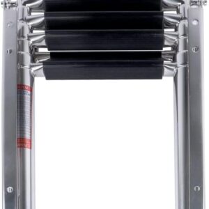 Stainless Steel Boat Ladder 4 Step Under Platform Telescoping Marine Pontoon Ladder Boarding Ladder with Handle Boat Accessories for Marine Boat Yacht Camper RV