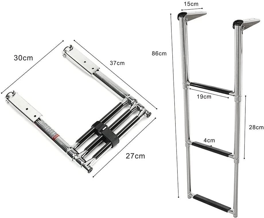 Stainless Steel Marine Boat Ladder, Folding Telescoping Swim Deck Ladder, Extendable Step Boat Accessories for Boat & Yacht, Supports 1190lbs - Image 2