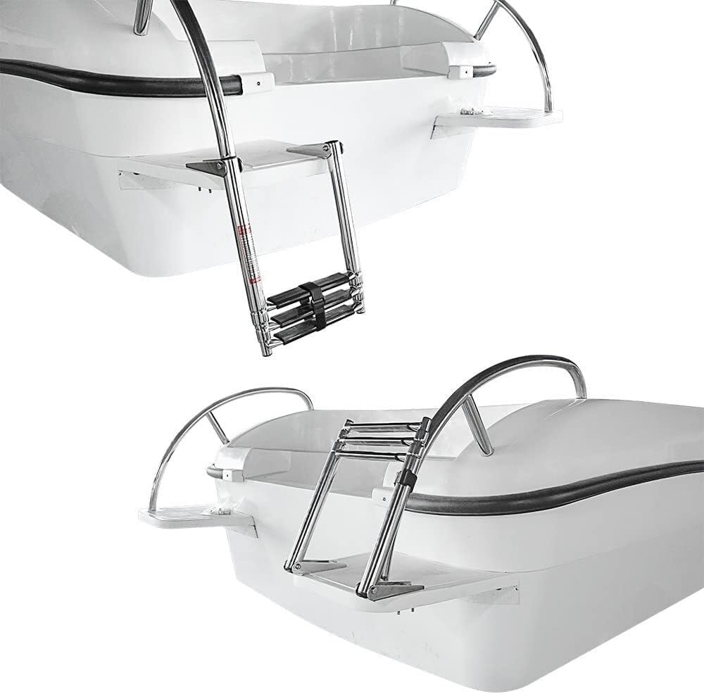 Stainless Steel Marine Boat Ladder, Folding Telescoping Swim Deck Ladder, Extendable Step Boat Accessories for Boat & Yacht, Supports 1190lbs - Image 4