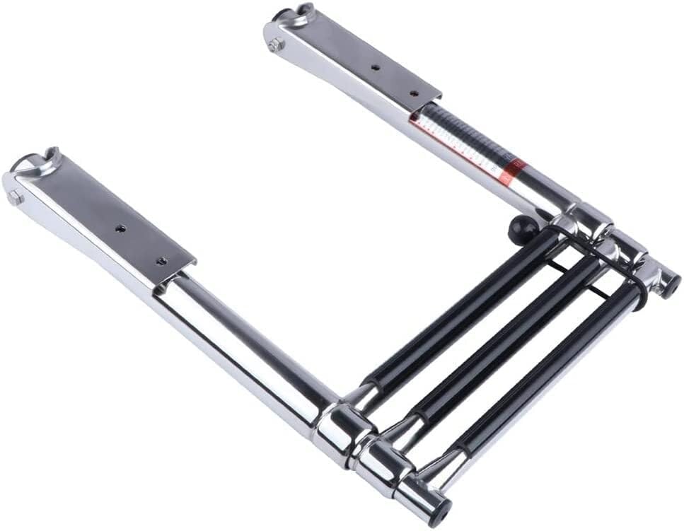 Stainless Steel Marine Boat Ladder, Folding Telescoping Swim Deck Ladder, Extendable Step Boat Accessories for Boat & Yacht, Supports 1190lbs