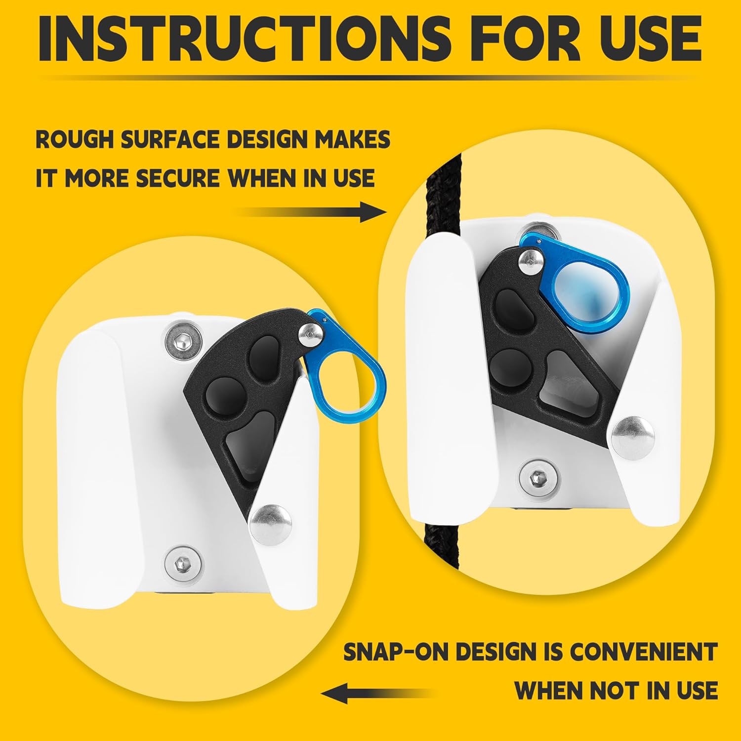 TENGBASE 4PS Pontoon Boat Fender Hanger, 1-1\/4 inch Rail Mount, Fits 3\/8-5\/8 inch Ropes - Image 3