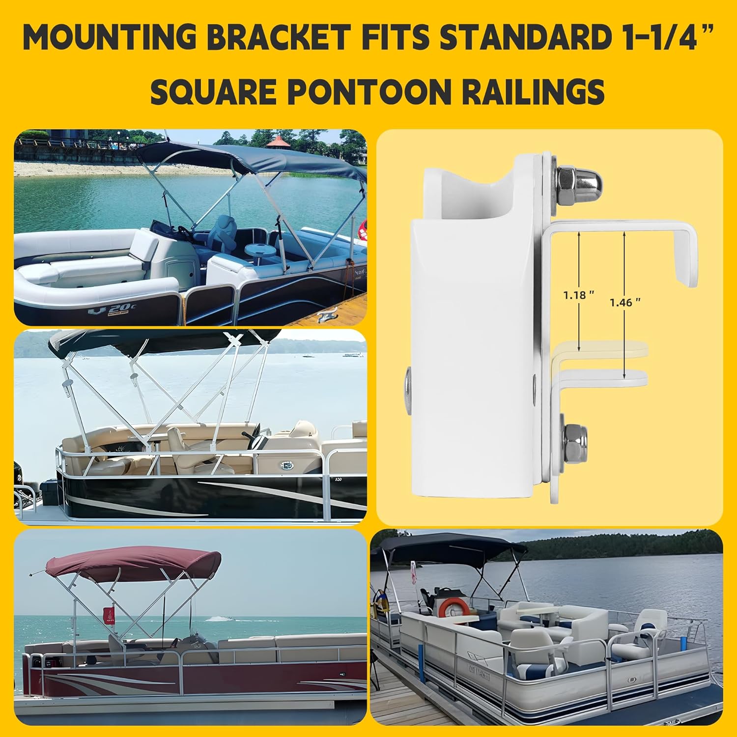 TENGBASE 4PS Pontoon Boat Fender Hanger, 1-1\/4 inch Rail Mount, Fits 3\/8-5\/8 inch Ropes - Image 7