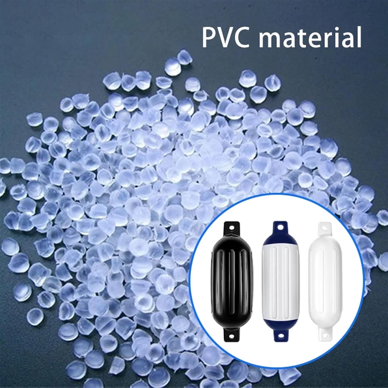 UNKOMN Marine Accessories 2 PCS 15.8inch Twin Eyes Boat fenders Bumpers with Ribbed Boat Fenders for Docking White,White&Blue and Black - Image 4