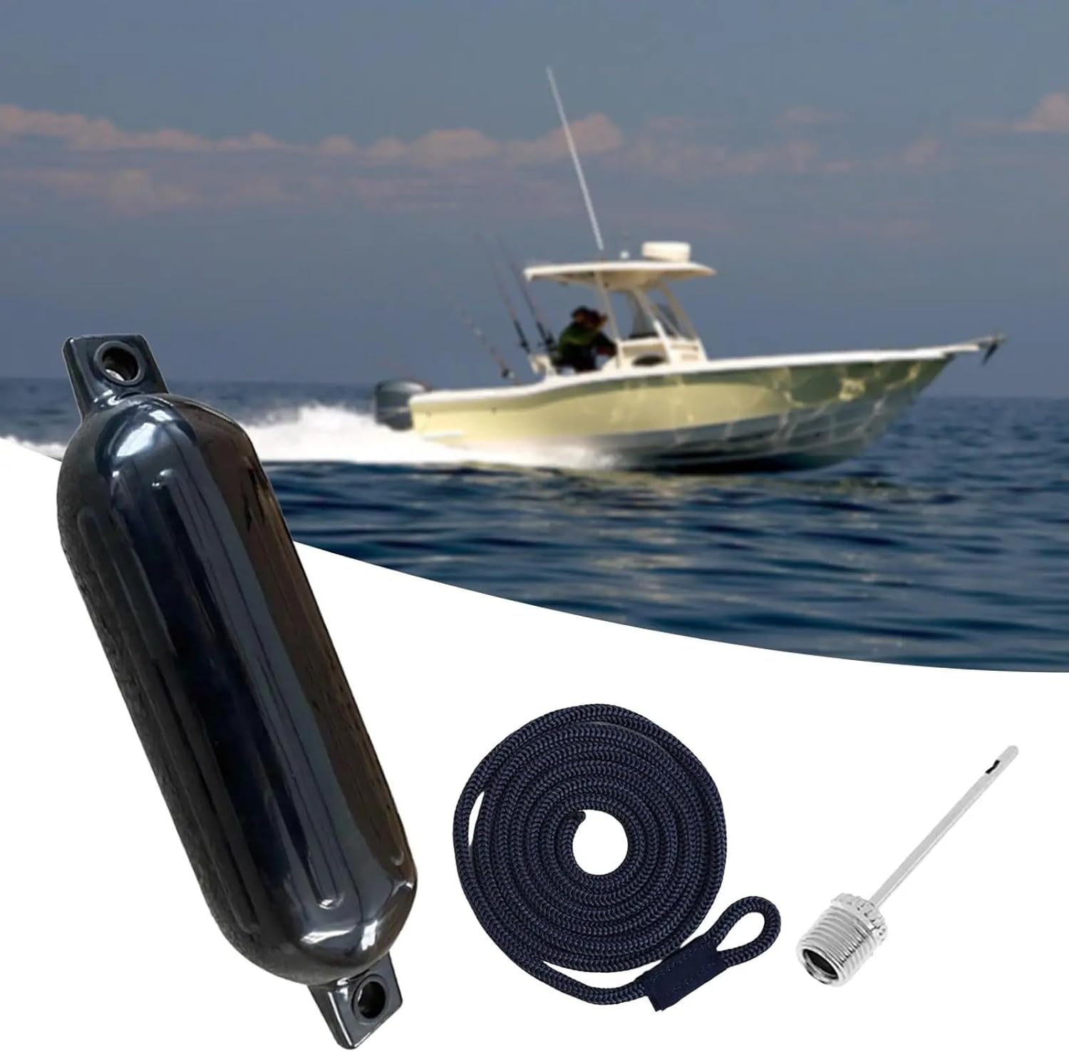 UNKOMN Marine Accessories 2PCS Boat Bumper Fenders with Inflatable Marine Bumper Marine Docking for Boat Dock Yacht Dock Row Boats Sailboats 4.33inch X 15.75inch - Image 2