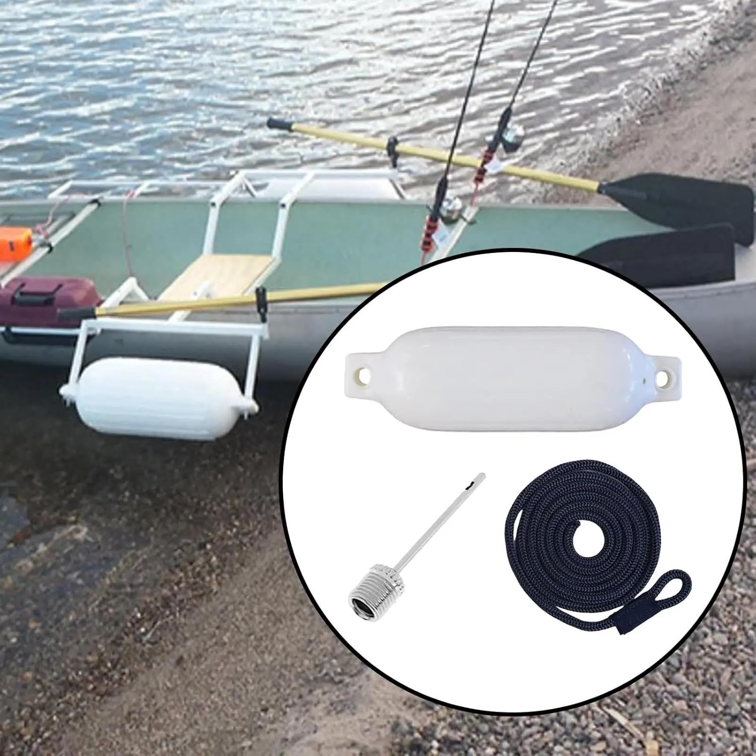 UNKOMN Marine Accessories 2PCS Boat Bumper Fenders with Inflatable Marine Bumper Marine Docking for Boat Dock Yacht Dock Row Boats Sailboats 4.33inch X 15.75inch - Image 4