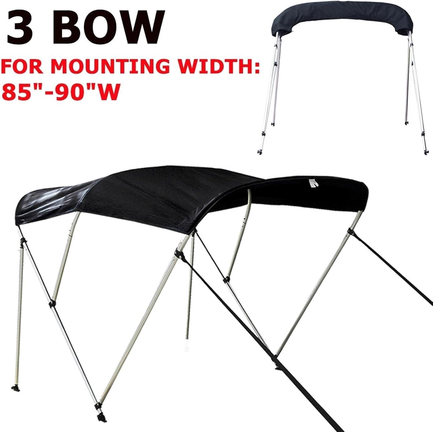 Windzerdong 600D 3 Bow Biminii Top Replacement Canvas Cover Boot Cover with Frame Waterproof Anti UV Boat Cover Marine Accessories(85-90W) - Image 3
