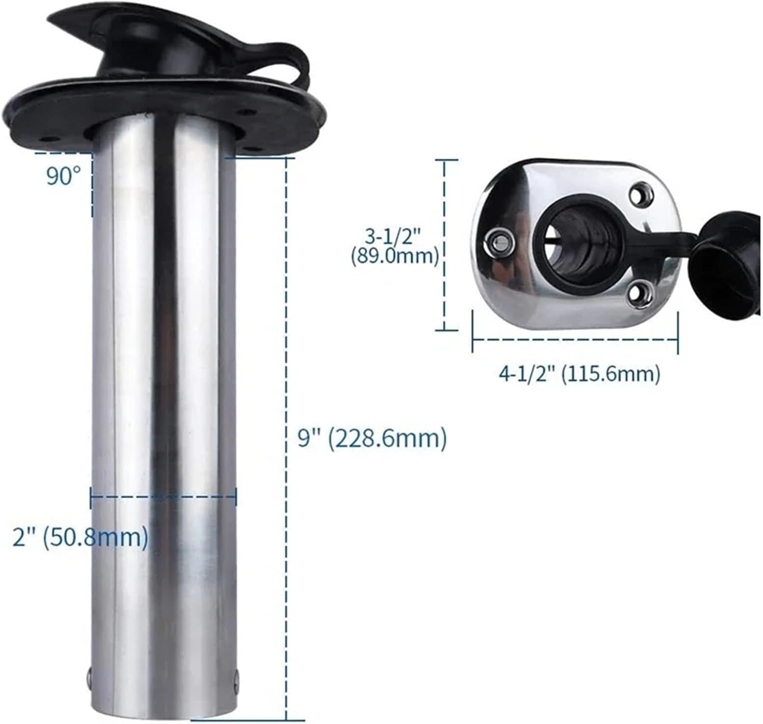 Wingxaoyy 2X Marine Grade Stainless Steel Boat Accessories, Flush Mount, 15, 30, 90Degrees Fish Rod Holder, Marine Grade - Image 6