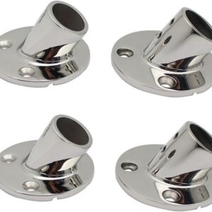 Wingxaoyy 4PCS 316 Stainless Steel 60 Degree Round Deck Railing Base 22mm 25mm Marine Boat Yacht Accessories Rail Mounts Brackets