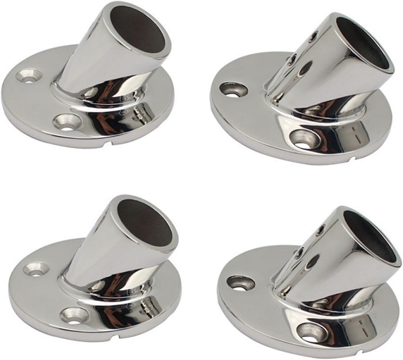 Wingxaoyy 4PCS 316 Stainless Steel 60 Degree Round Deck Railing Base 22mm 25mm Marine Boat Yacht Accessories Rail Mounts Brackets