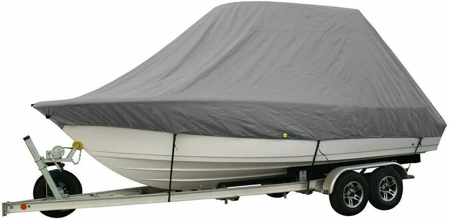 Wingxaoyy Marine Accessories 18-28ft 600D Jumbos Cruiser Boat-Cover Heavy-Duty Oceansouth Marine Water Sun Proof UV Protection Fish-Ski VHull Mooring Cover(Grey 22-24ft)