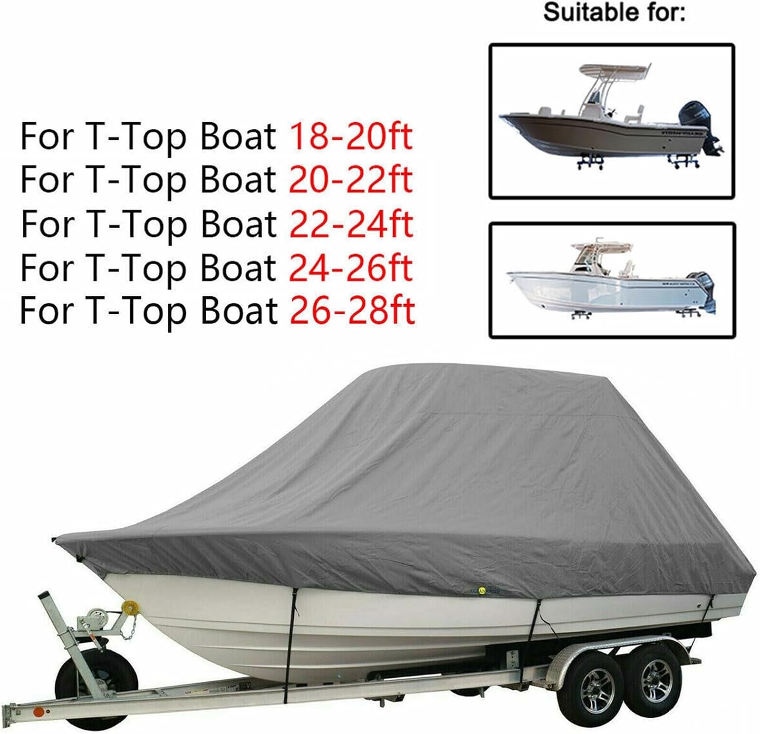 Wingxaoyy Marine Accessories 18-28ft 600D Jumbos Cruiser Boat-Cover Heavy-Duty Oceansouth Marine Water Sun Proof UV Protection Fish-Ski VHull Mooring Cover(Grey 22-24ft) - Image 7
