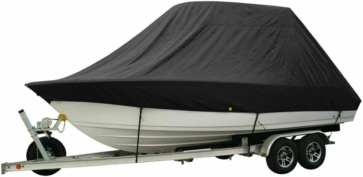 Wingxaoyy Marine Accessories 18-28ft 600D Jumbos Cruiser Boat-Cover Heavy-Duty Oceansouth Marine Water Sun Proof UV Protection Fish-Ski VHull Mooring Cover(Grey 22-24ft) - Image 8