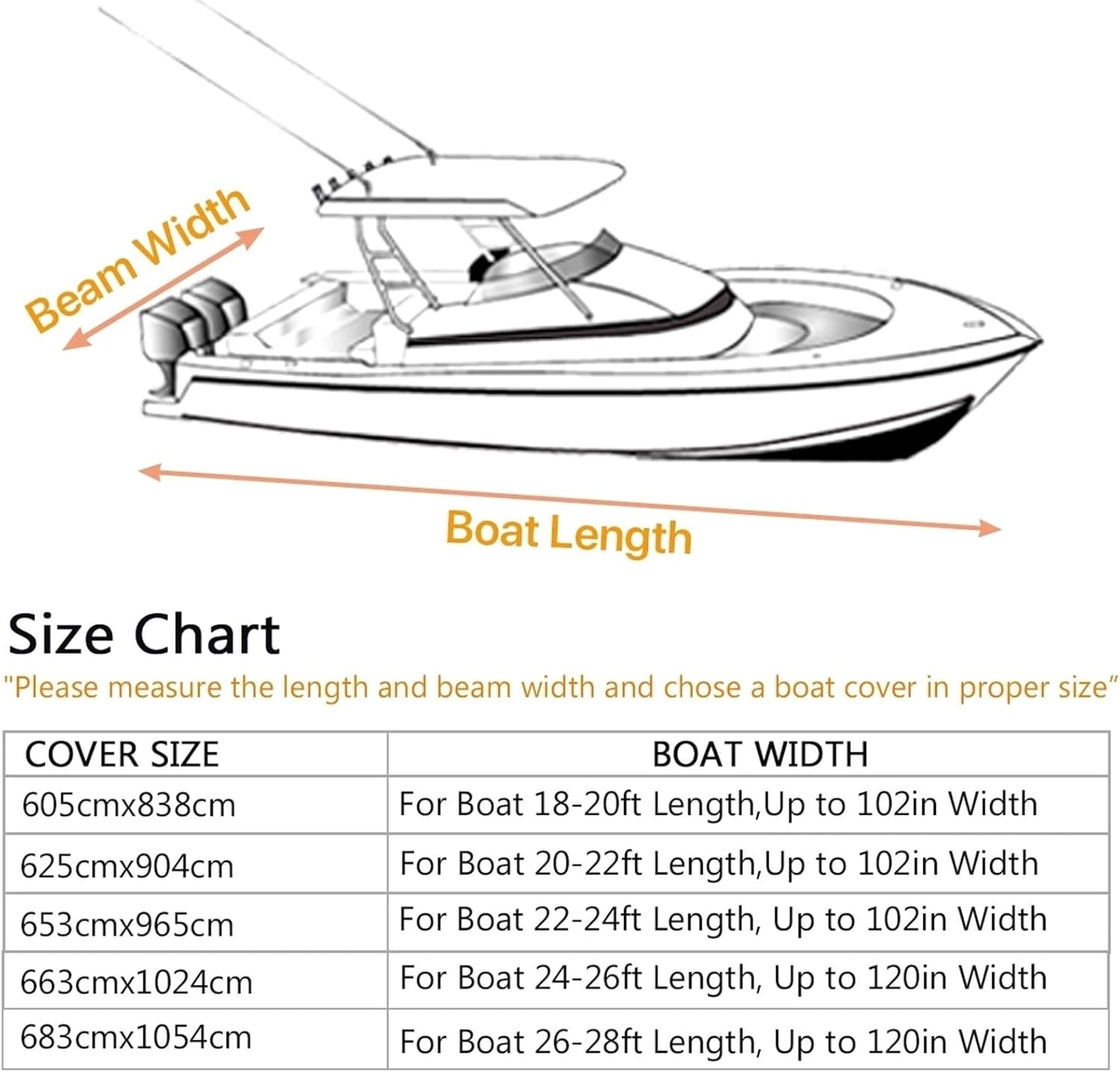 Wingxaoyy Marine Accessories 18-28ft 600D Jumbos Cruiser Boat-Cover Heavy-Duty Oceansouth Marine Water Sun Proof UV Protection Fish-Ski VHull Mooring Cover(Grey 22-24ft) - Image 4