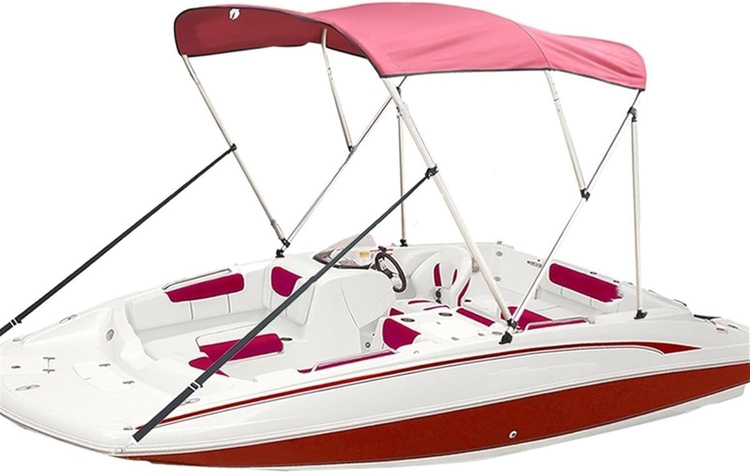 Wingxaoyy Marine Accessories 3 Bow Biminii Top Canvas Cover Roof Canopy Boot Cover w\/Frame 600D Waterproof Sunshade UV Protection for V-Hull Jon Boats(79-90 Black) - Image 9