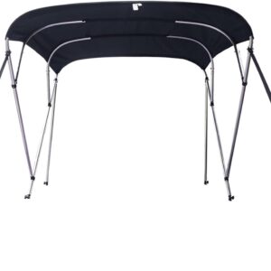 Wingxaoyy Marine Accessories 4 Bow 600D Bimini Top Cover Roof Canopy Boot Cover Storage w\/Frame Waterproof Anti-UV Protection for V-Hull Jon Boats(79-90)